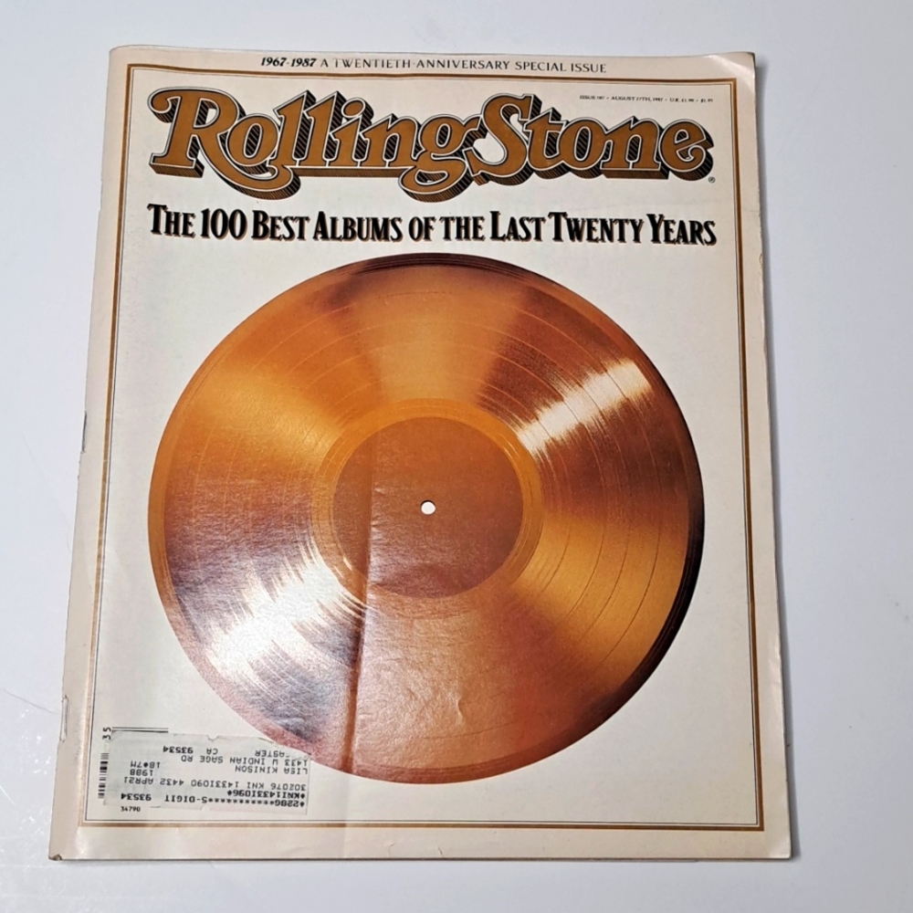 Vintage 1987 Rolling Stone Magazine 20th ANNIVERSARY SPECIAL ISSUE AUG 1987